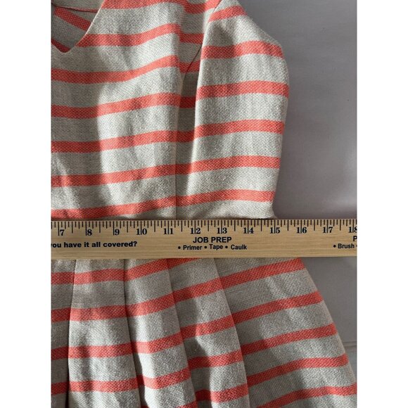 Banana Republic Dress 10 Coral Striped Linen Blend A-Line Halter Sleeveless - Picture 8 of 13